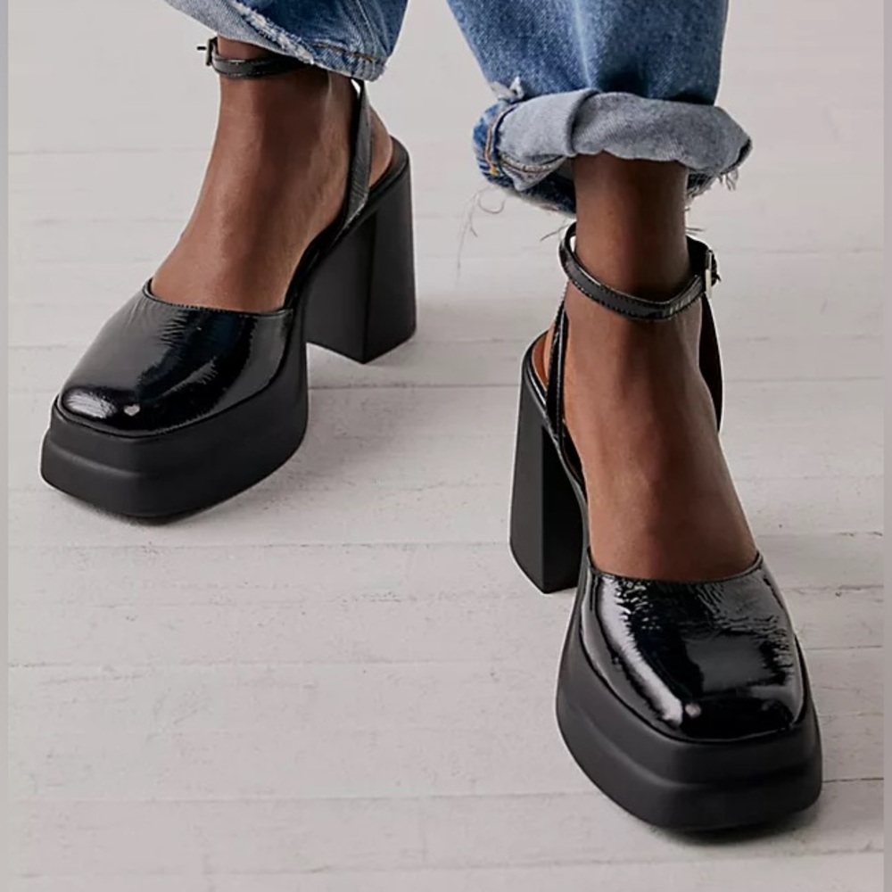 Free People Double Stack Platform Mary Jane Heels